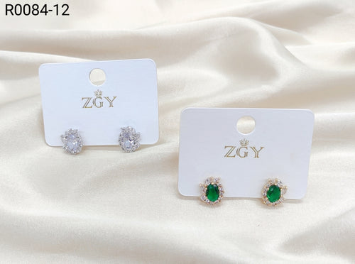 Brincos Folheados de Zircônia 1 dúzia com 12 pçs (R0084-12)