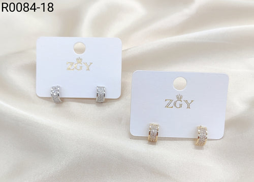 Brincos Folheados de Zircônia 1 dúzia com 12 pçs (R0084-18)