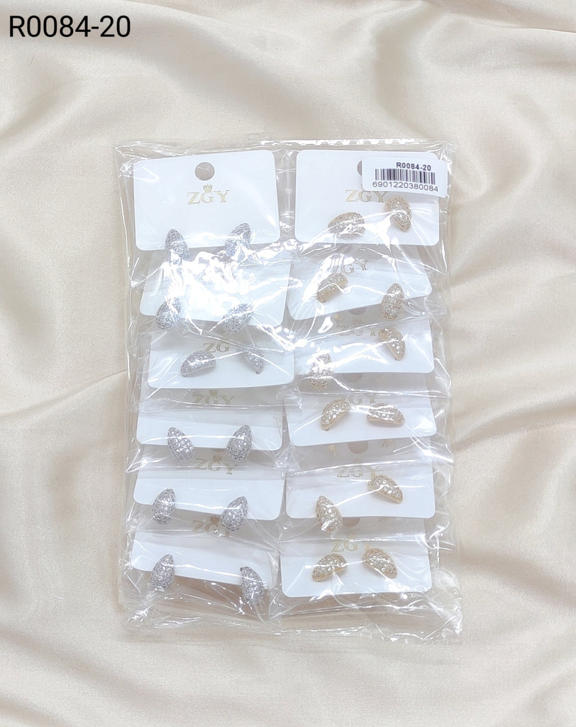 Brincos Folheados de Zircônia 1 dúzia com 12 pçs (R0084-20)
