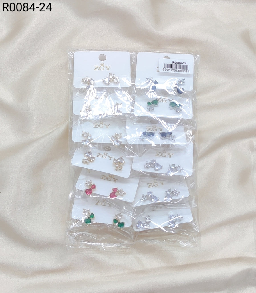Brincos Folheados de Zircônia 1 dúzia com 12 pçs (R0084-24)