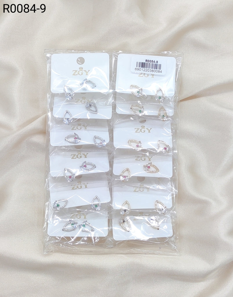 Brincos Folheados de Zircônia 1 dúzia com 12 pçs (R0084-9)