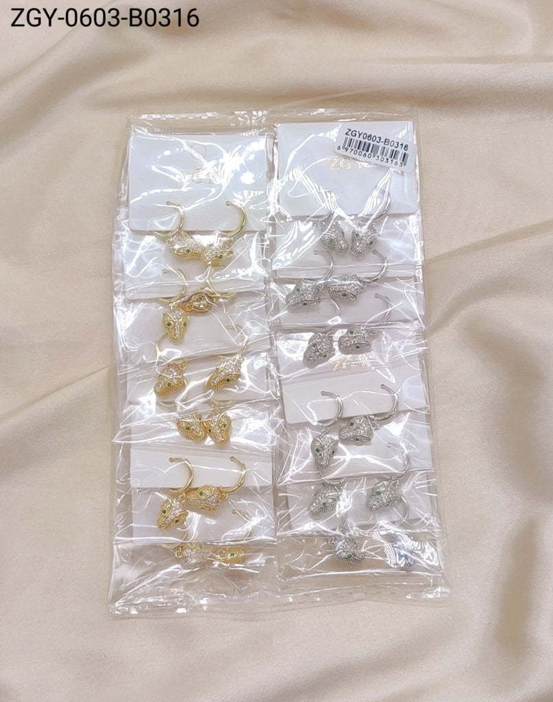 Brincos Folheados 1 dúzia com 12 pçs  (ZGY-0603-B0316)