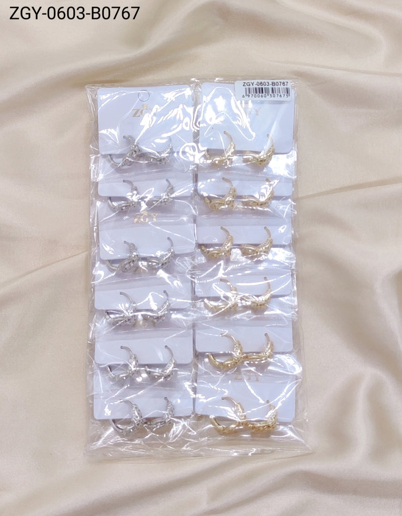 Brincos Folheados 1 dúzia com 12 pçs (ZGY-0603-B0767)