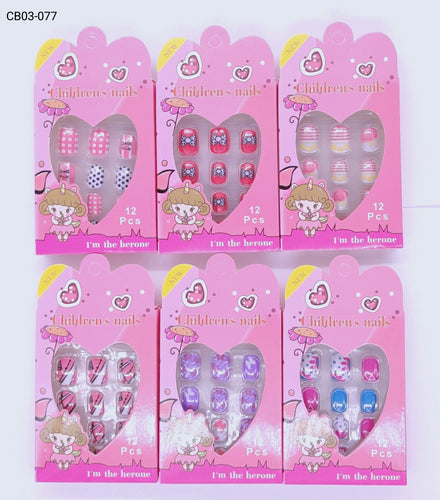 Unhas Postiças Infantil 1 dúzia com 12 kits (CB03-077)