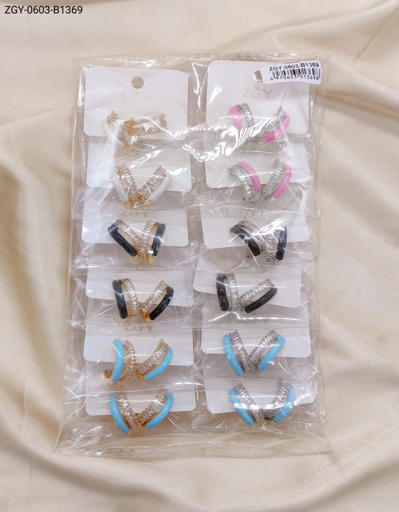 Brincos Folheados Zircônia 1 dúzia com 12 pçs (ZGY0603-B1369)