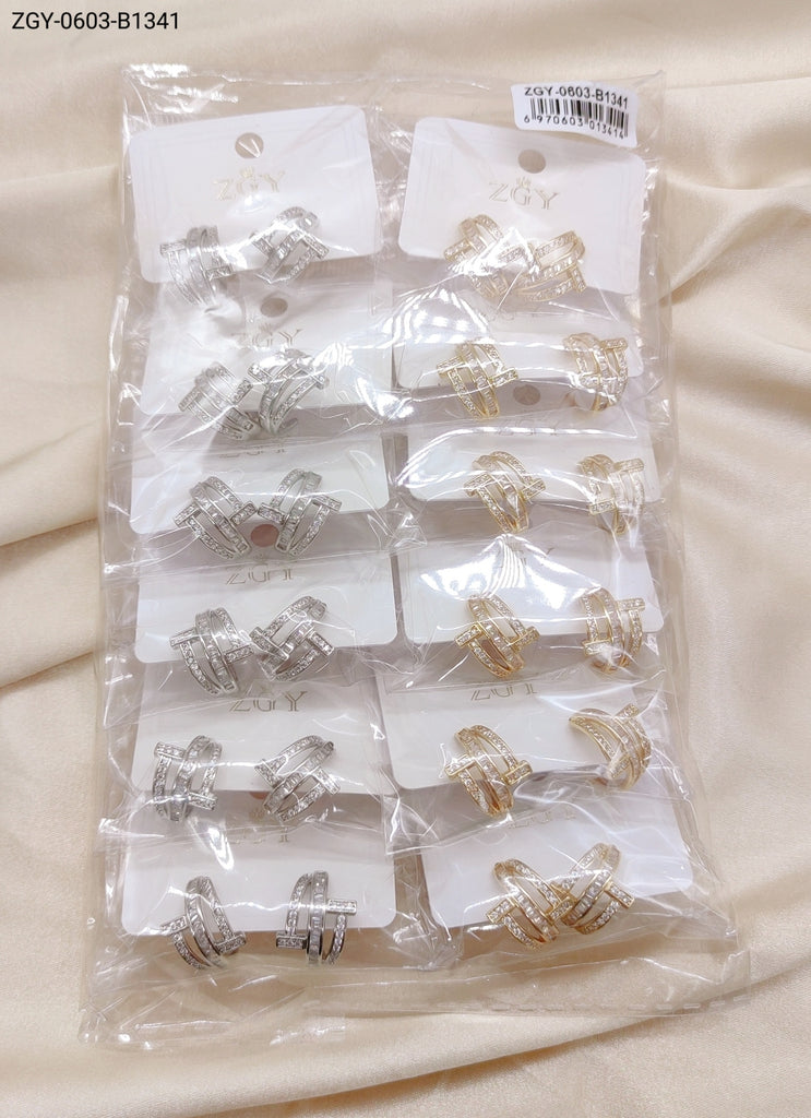 Brincos Folheados Zircônia 1 dúzia com 12 pçs (ZGY-0603-B1341)