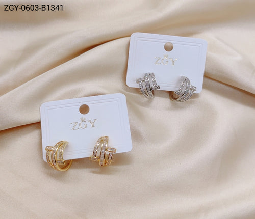 Brincos Folheados Zircônia 1 dúzia com 12 pçs (ZGY-0603-B1341)