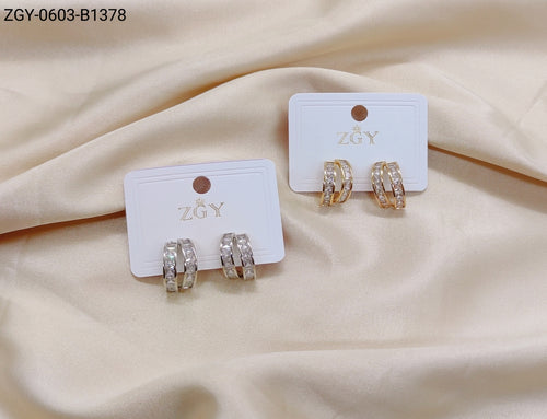 Brincos Folheados Zircônia 1 dúzia com 12 pçs (ZGY-0603-B1378)