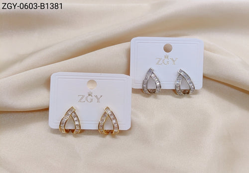 Brincos Folheados Zircônia  1 dúzia com 12 pçs (ZGY-0603-1381)