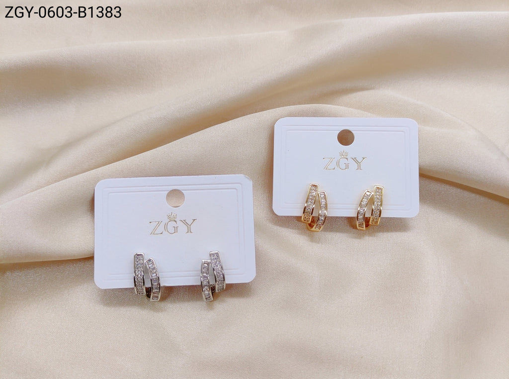 Brincos Folheados Zircônia 1 dúzia com 12 pçs (ZGY-0603-B1383)