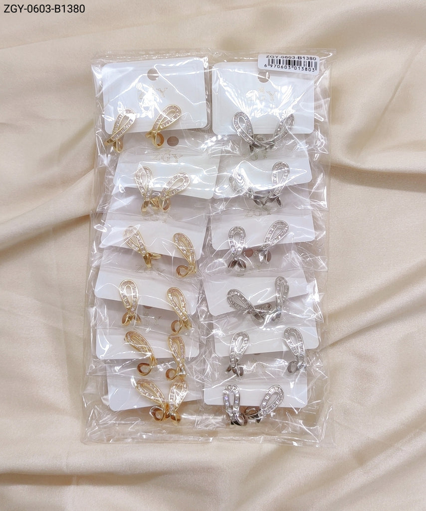 Brincos Folheados Zircônia 1 dúzia com 12 pçs (ZGY-0603-B1380)