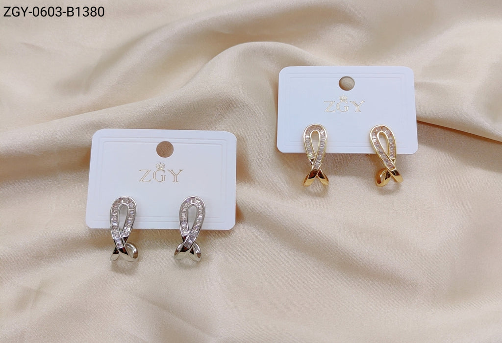 Brincos Folheados Zircônia 1 dúzia com 12 pçs (ZGY-0603-B1380)