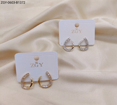 Brincos Folheados Zircônia 1 dúzia com 12 pçs (ZGY-0603-B1372)