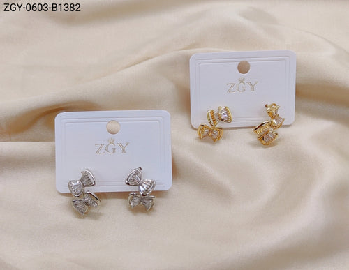 Brincos Folheados Zircônia 1 dúzia com 12 pçs (ZGY-0603-B1382)