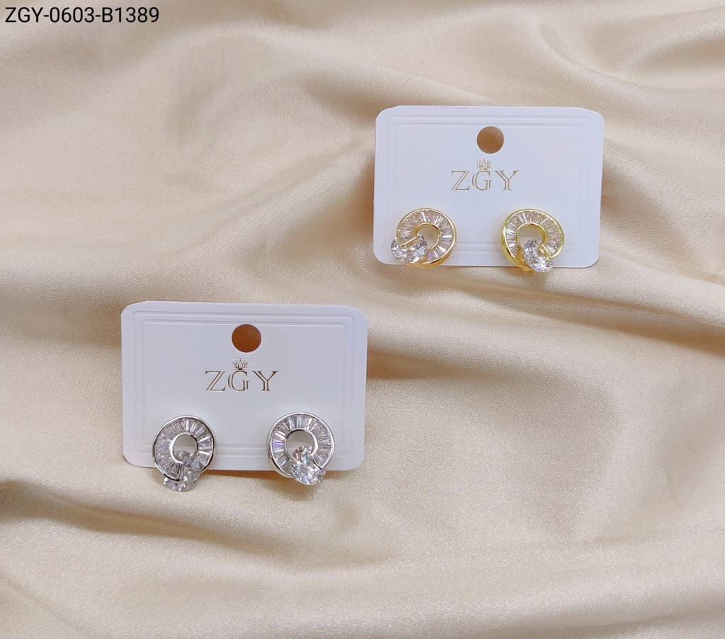 Brincos Folheados Zircônia 1 dúzia com 12 pçs (ZGY-0603-B1389)