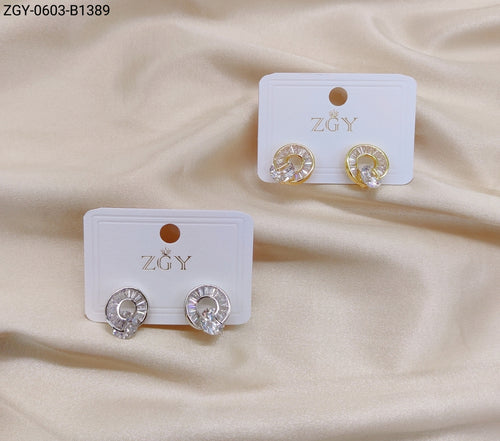 Brincos Folheados Zircônia 1 dúzia com 12 pçs (ZGY-0603-B1389)