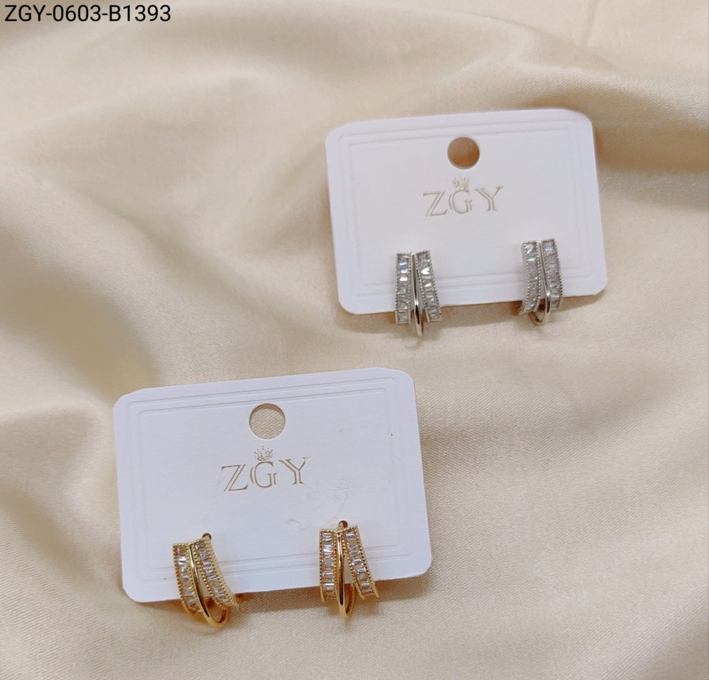 Brincos Folheados Zircônia 1 dúzia com 12 pçs (ZGY-0603-B1393)