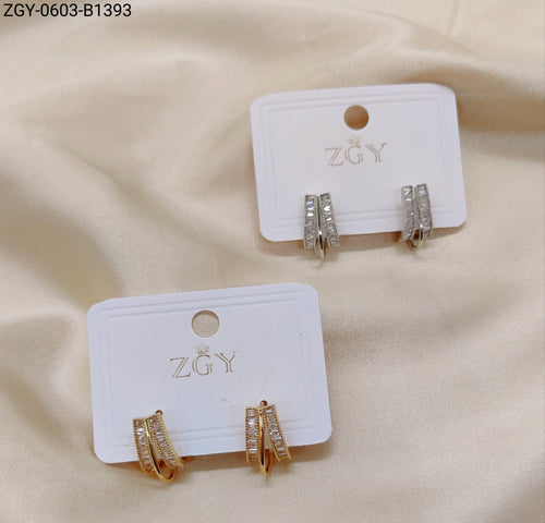 Brincos Folheados Zircônia 1 dúzia com 12 pçs (ZGY-0603-B1393)