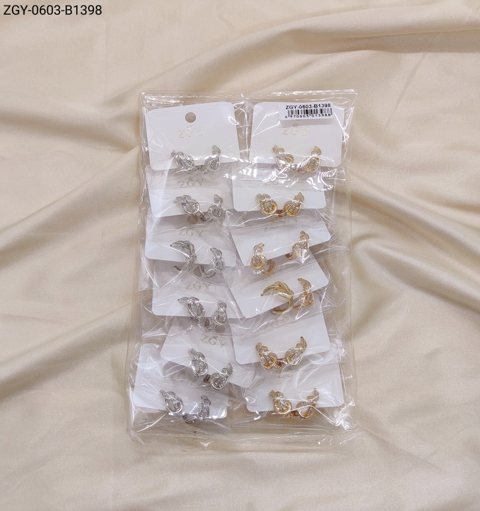 Brincos Folheados Zircônia 1 dúzia com 12 pçs (ZGY-0603-B1398)