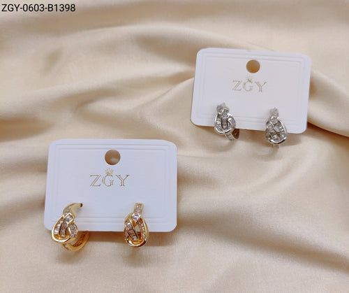 Brincos Folheados Zircônia 1 dúzia com 12 pçs (ZGY-0603-B1398)