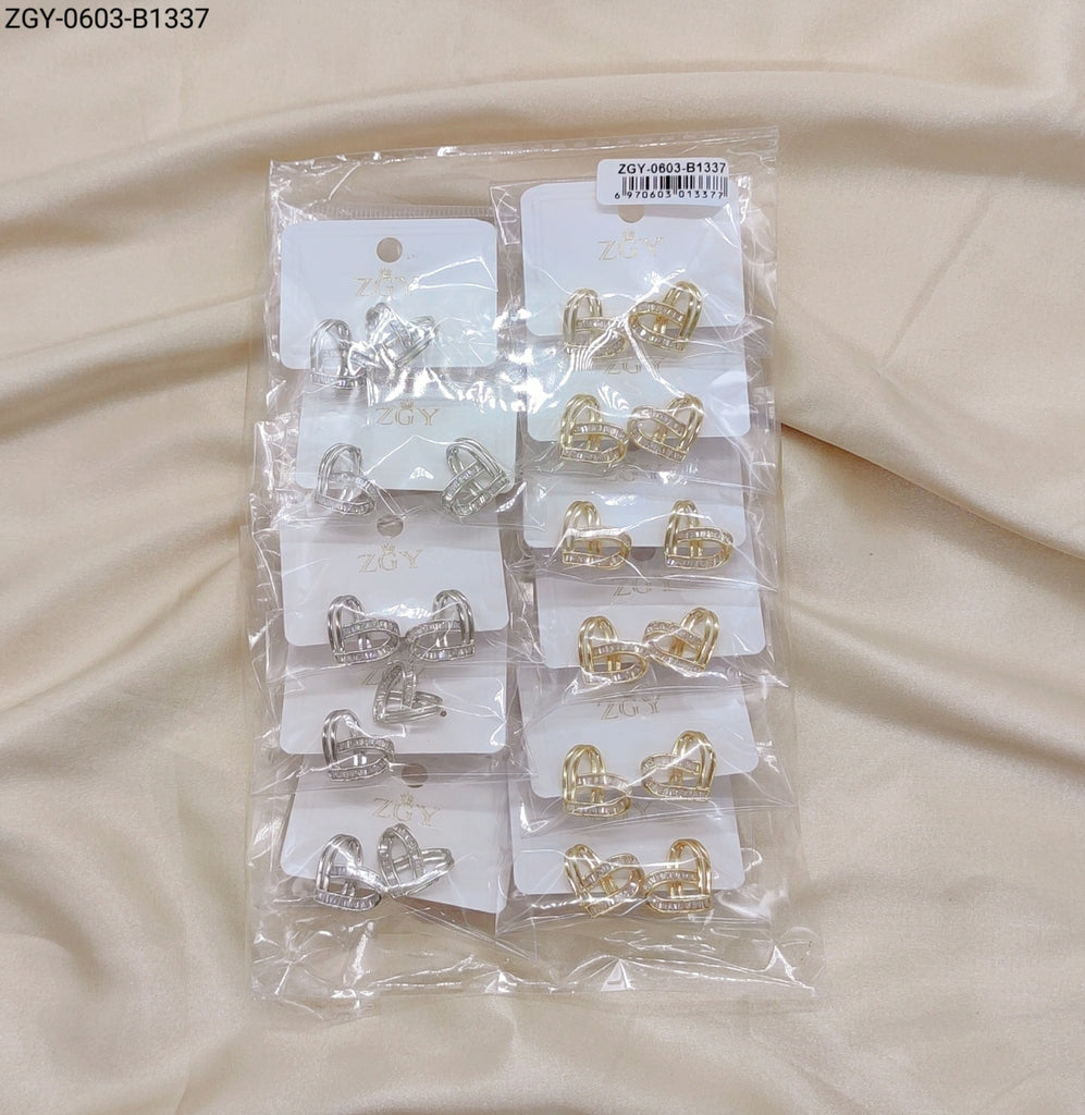 Brincos Folheados Zircônia 1 dúzia com 12 pçs (ZGY-0603-B1337)