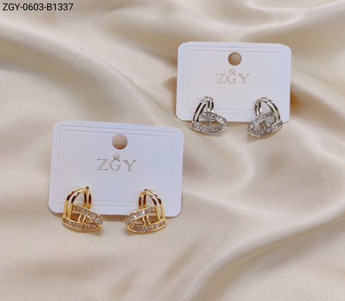 Brincos Folheados Zircônia 1 dúzia com 12 pçs (ZGY-0603-B1337)