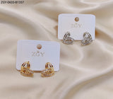 Brincos Folheados Zircônia 1 dúzia com 12 pçs (ZGY-0603-B1337)