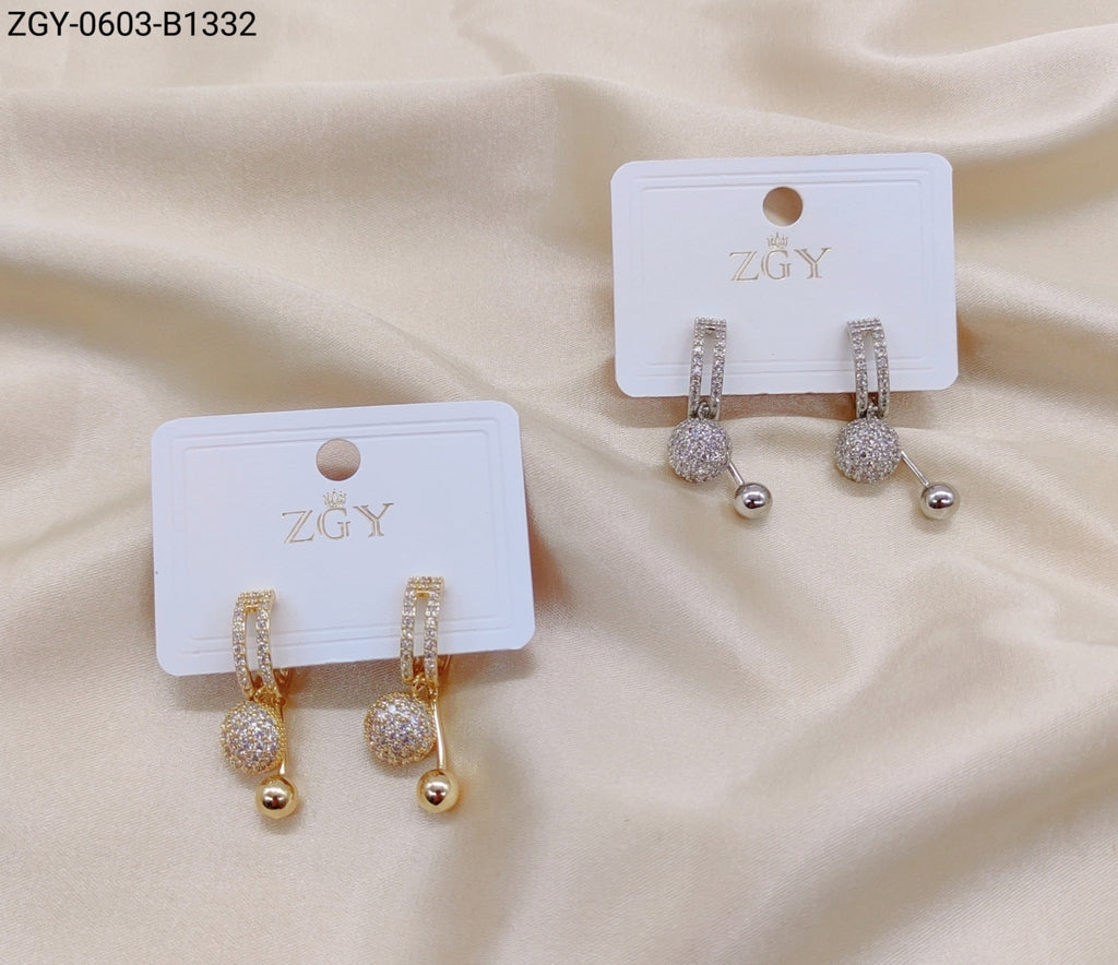 Brincos Folheados Zircônia 1 dúzia com 12 pçs (ZGY-0603-B1332)