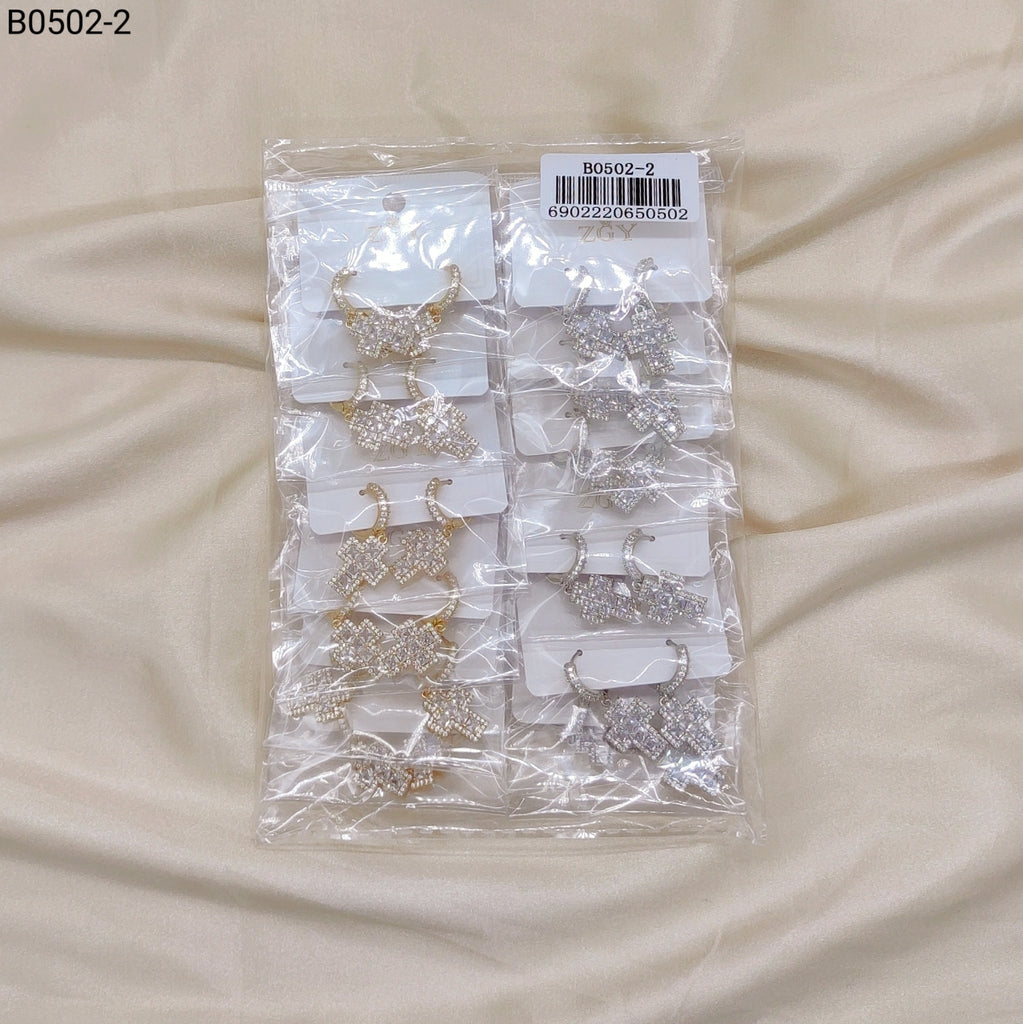 Brincos Folheados Zircônia 1 dúzia com 12 pçs (B0502-2)