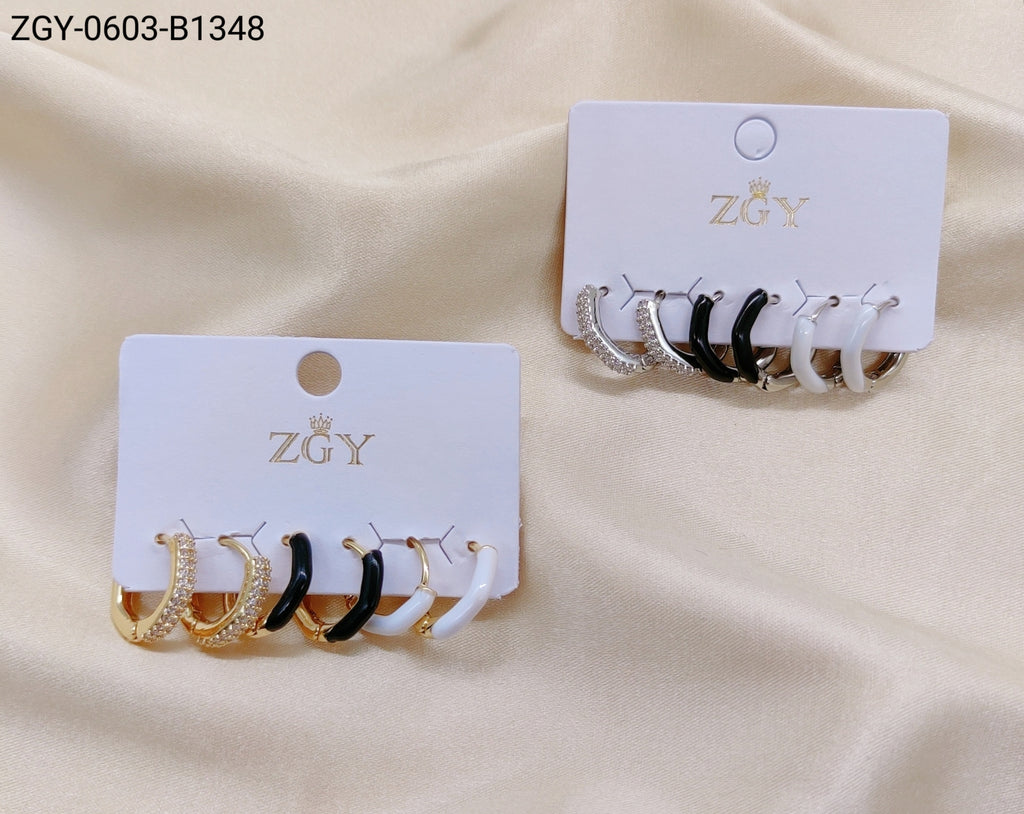 Brincos Folheados Zircônia Kit 6-1 dúzia com 12 cartelas (ZGY-0603-B1348)