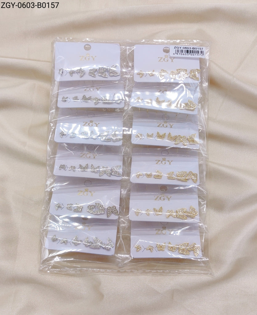 Brincos Folheados Zircônia 1 dúzia com 12 pçs (ZGY-0603-B0157)