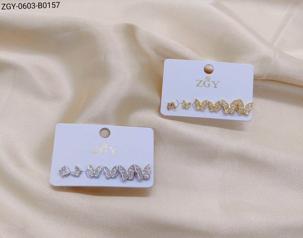 Brincos Folheados Zircônia 1 dúzia com 12 pçs (ZGY-0603-B0157)