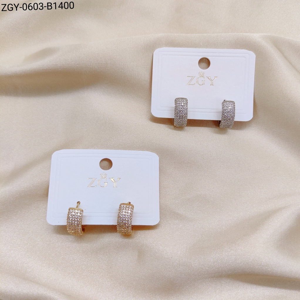 Brincos Folheados Zircônia 1 dúzia com 12 pçs (ZGY-0603-B1400)