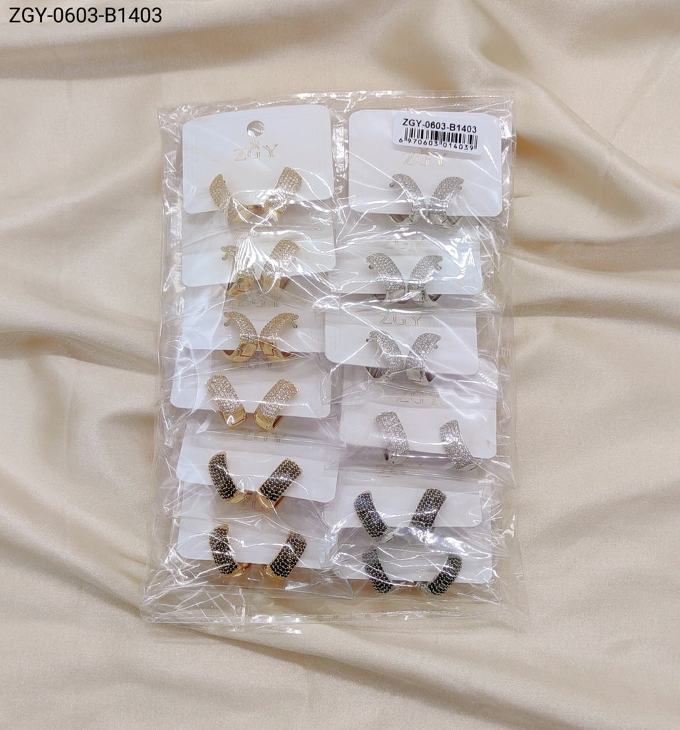 Brincos Folheados Zircônia 1 dúzia com 12 pçs (ZGY-0603-B1403)