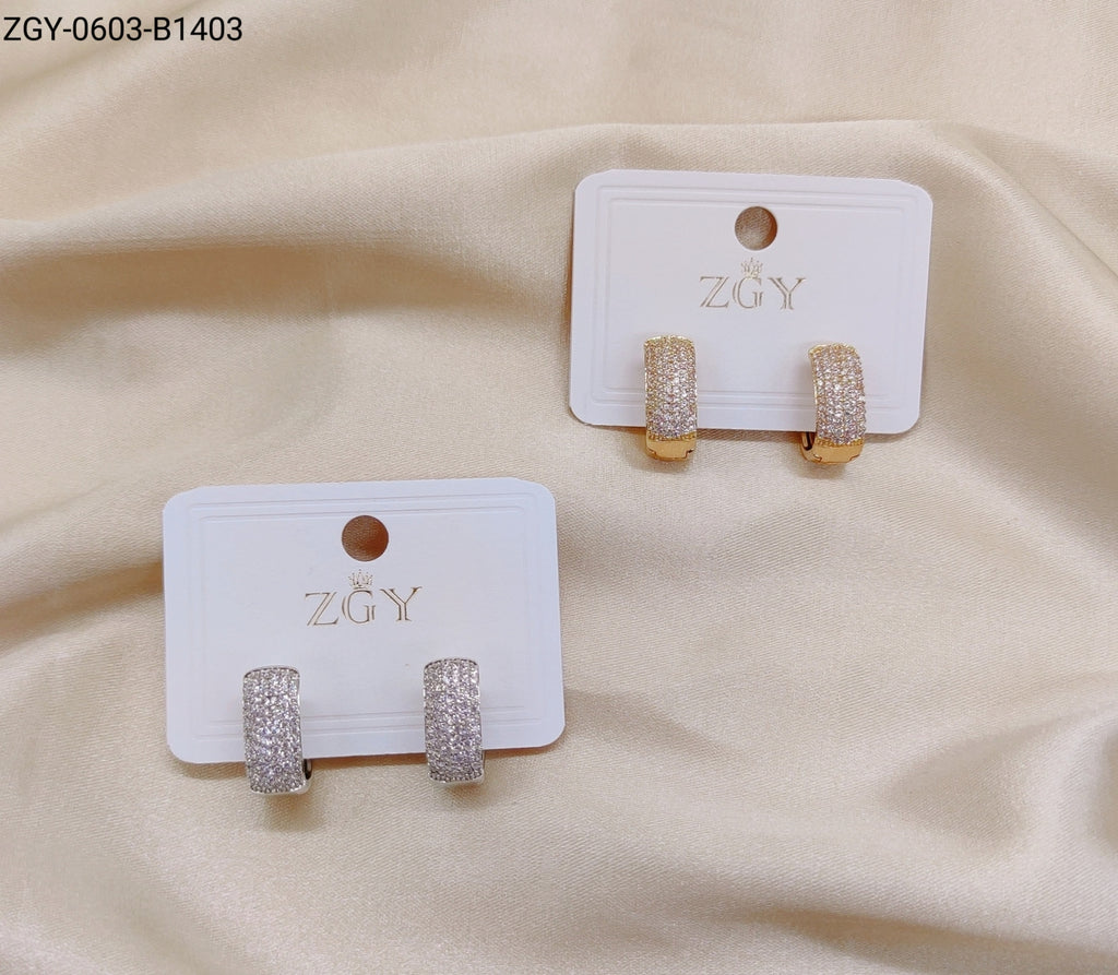 Brincos Folheados Zircônia 1 dúzia com 12 pçs (ZGY-0603-B1403)