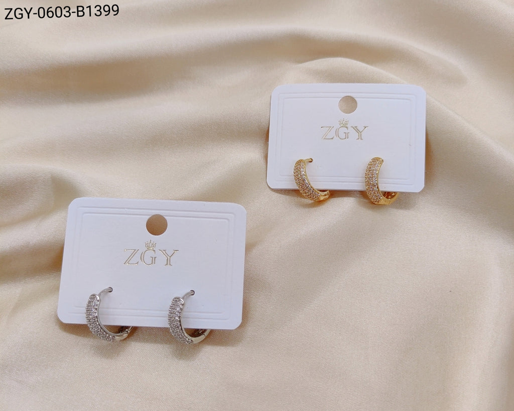 Brincos Folheados Zircônia 1 dúzia com 12 pçs (ZGY-0603-B1399)