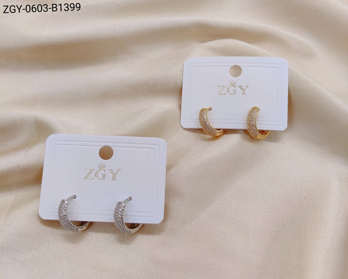 Brincos Folheados Zircônia 1 dúzia com 12 pçs (ZGY-0603-B1399)