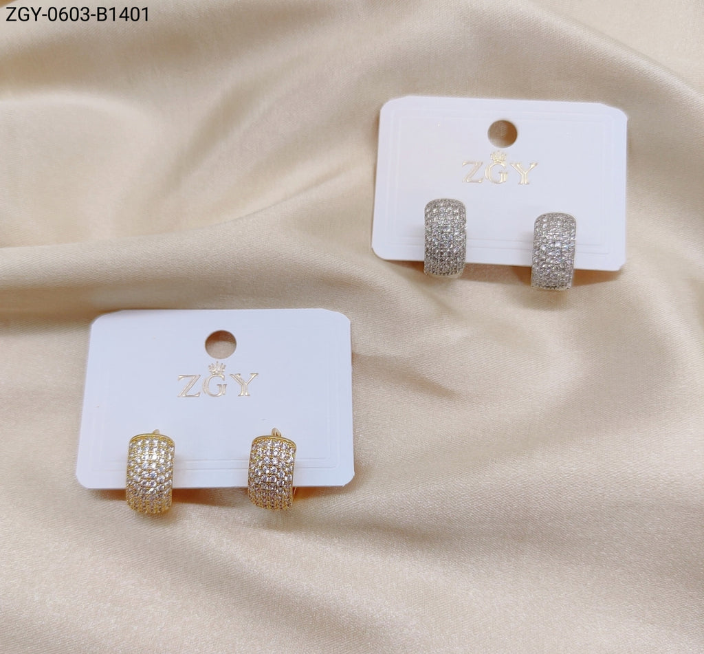 Brincos Folheados Zircônia 1 dúzia com 12 pçs (ZGY-0603-B1401)