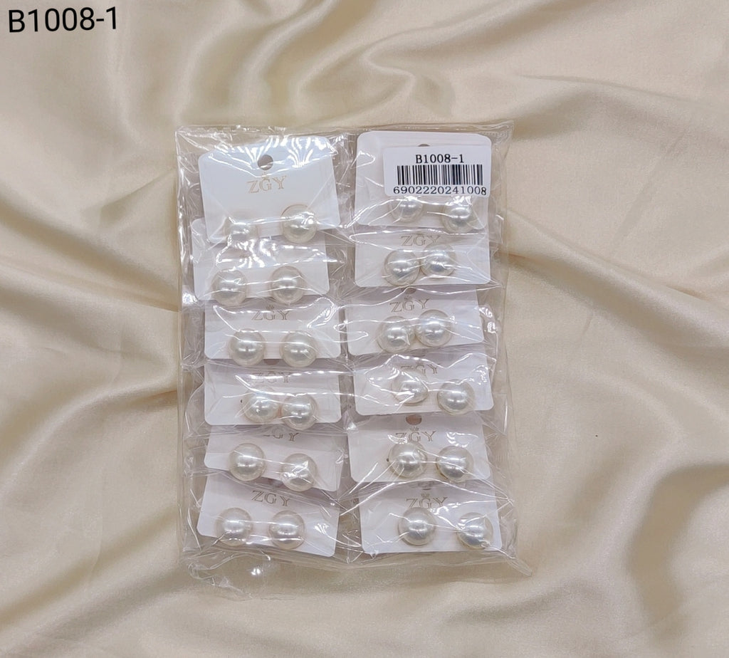 Brincos Folheados de Pérola 1 dúzia com 12 pçs (B1008-1)