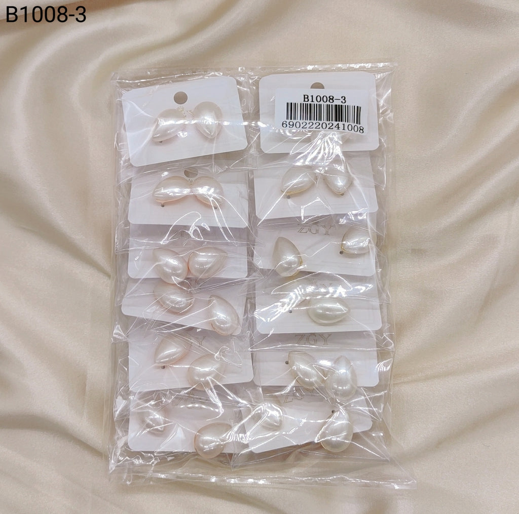 Brincos Folheados de Pérolas 1 dúzia com 12 pçs (B1008-3)