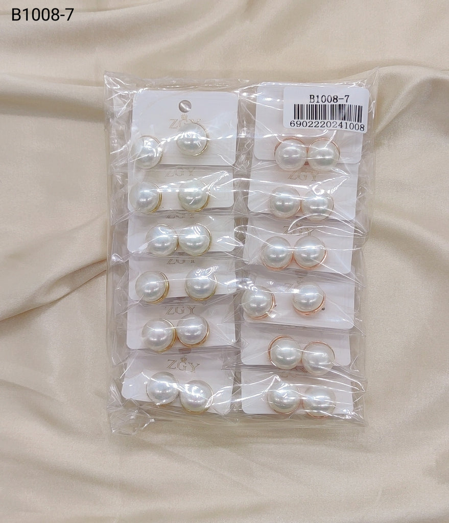 Brincos Folheados de Pérolas  1 dúzia com 12 pçs (B1008-7)