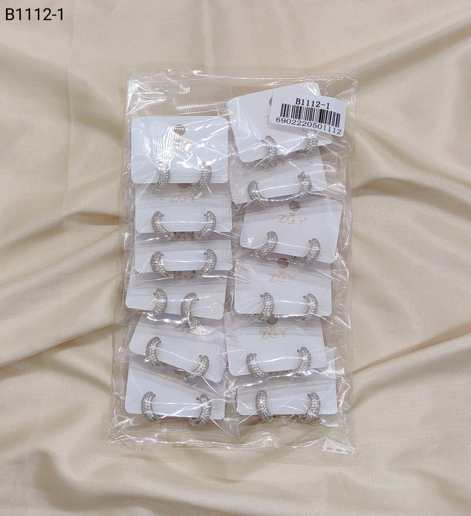 Brincos Folheados de Zircônia 1 dúzia com 12 pçs (B1112-1)