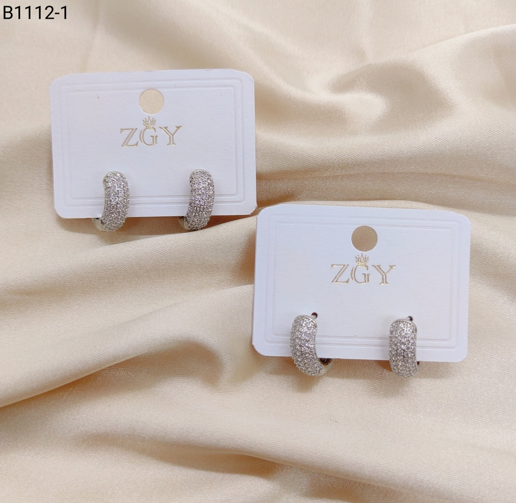 Brincos Folheados de Zircônia 1 dúzia com 12 pçs (B1112-1)