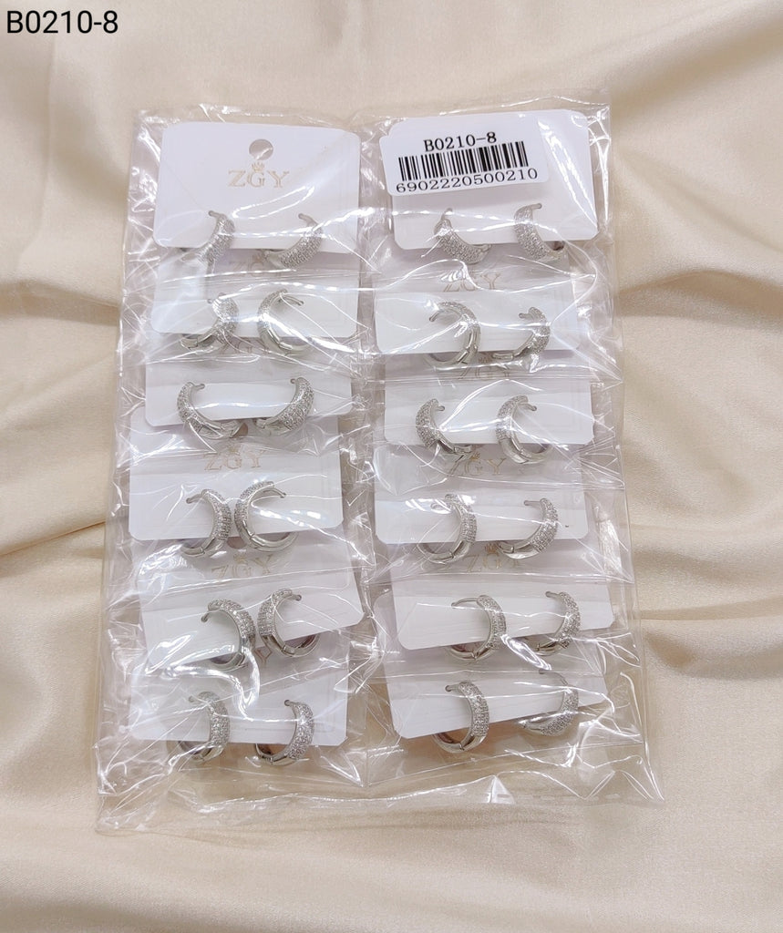 Brincos Folheados de Zircônia 1 dúzia com 12 pçs (B0210-8)