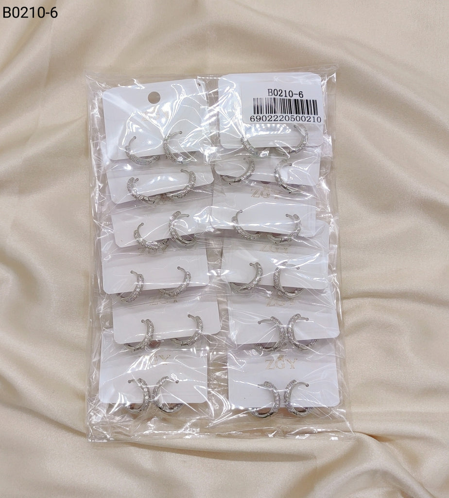 Brincos Folheados de Zircônia 1 dúzia com 12 pçs (B0210-6)