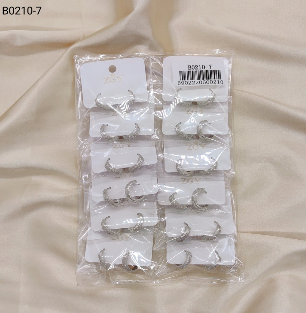 Brincos Folheados de Zircônia 1 dúzia com 12 pçs (B0210-7)