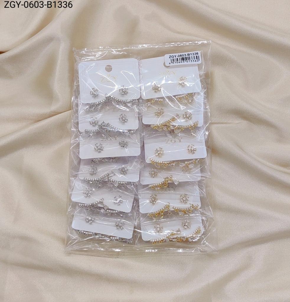 Brincos Folheados de Zircônia  1 dúzia com 12 pçs (ZGY-0603-B1336)