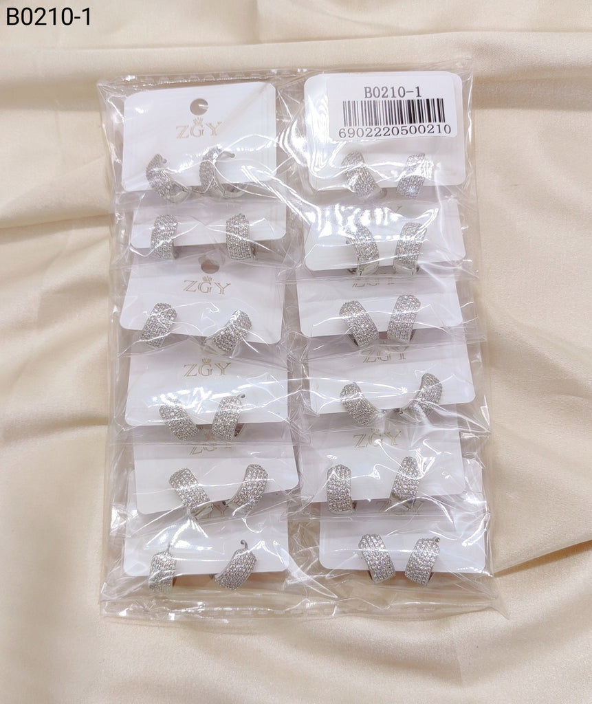 Brincos Folheados de Zircônia 1 dúzia com 12 pçs (B0210-1)