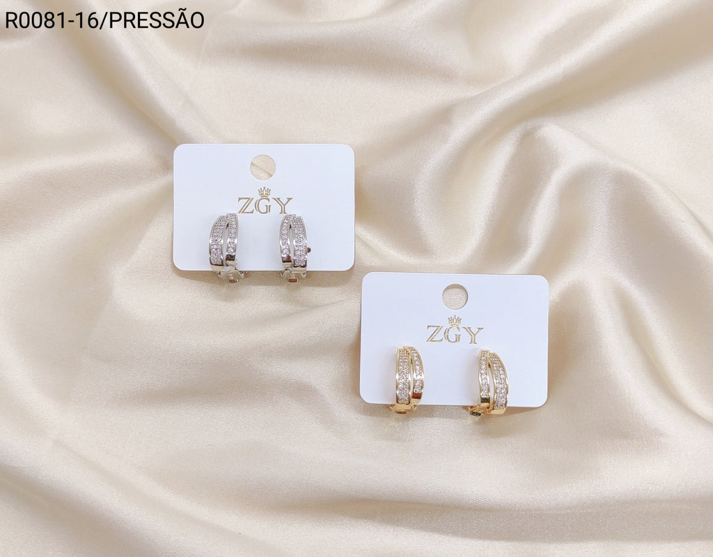 Brincos Folheados Pressão 1 dúzia com 12 pçs (R0081-16)