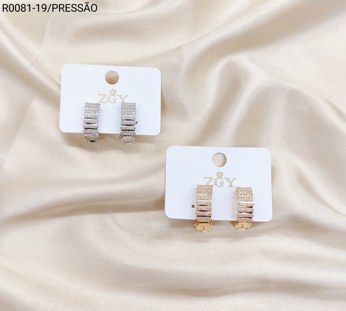 Brincos Folheados Pressão 1 dúzia com 12 pçs (R0081-19)